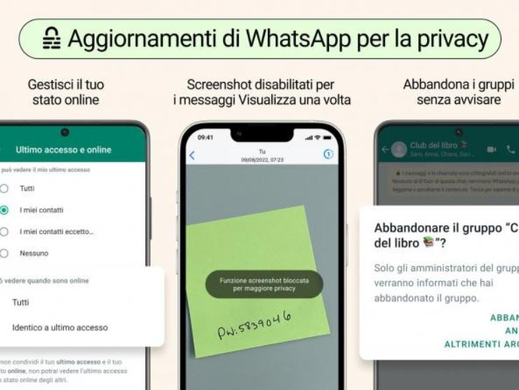 Whatsapp e il divieto degli screenshot per la privacy (fonte web)