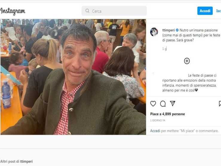 Tiberio Timperi e l'insana passione (Instagram) 16.8.2022 topic news
