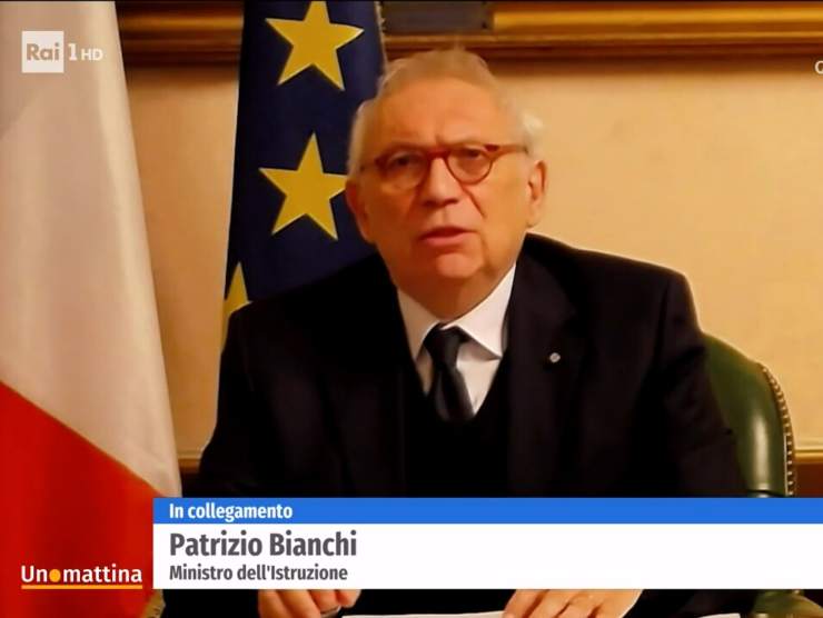 Il ministro Bianchi durante l'intervista ad Uno mattina (fonte web) 